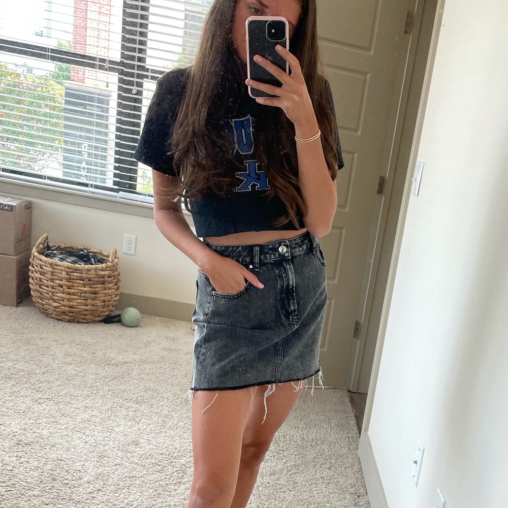 Gray denim skirt
